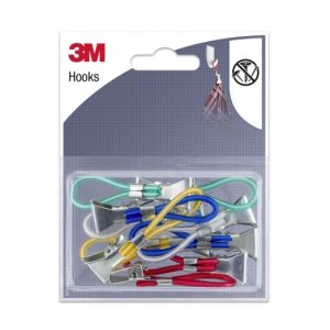 3M Pack de 10 Lazos con Pinza para Colgar - Clip Multiusos - Colores Surtidos
