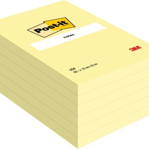 Post-It Pack de 6 Blocs de 100 Notas Adhesivas Reposicionables - Forma Rectangular - 101x152mm - Color Amarillo Claro