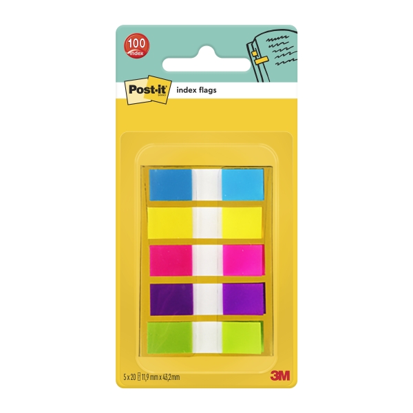 Post-It Index Dispensador con 100 Marcadores de Indice Reposicionables - Forma Rectangular - Colores Surtidos