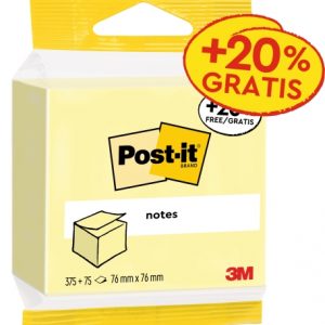 Post-It Bloc de 450 Notas Adhesivas Reposicionables - 76x76mm - 100% PEFC - Color Amarillo Claro