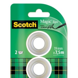 Scotch Magic Pack de 2 Cintas Adhesivas Invisible - Recambio - 19mm x 7.5m - Color Transparente