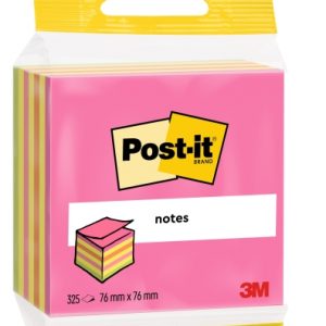 Post-It Cubo de 325 Notas Adhesivas Reposicionables - Forma Cuadrada - 76x76mm - Colores Surtidos