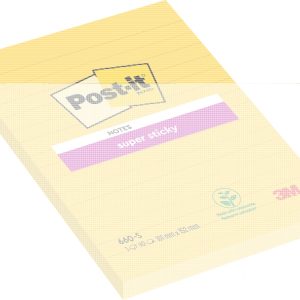 Post-It Super Sticky Pack de 6 Blocs de 75 Notas Adhesivas Reposicionables - Forma Rectangular - 101x152mm - Color Amarillo Claro