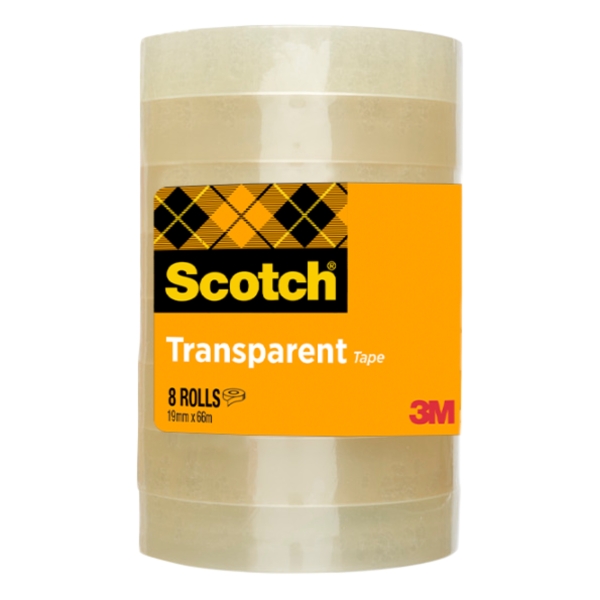 Scotch Pack de 8 Cintas Adhesivas - 19mm x 66m - Color Transparente