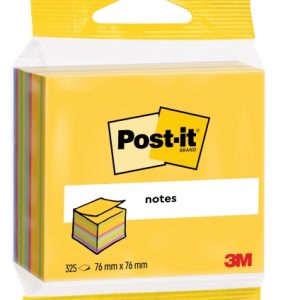 Post-It Cubo de 325 Notas Adhesivas Reposicionables - Forma Cuadrada - Colores Surtidos