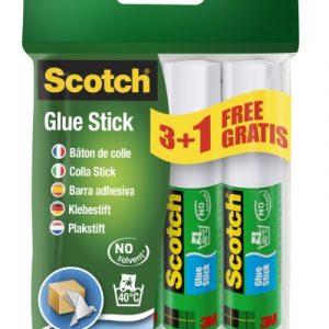 Scotch Pack de 4 Pegamentos en Barra Adhesivo Solido - 8gr por Unidad - Promocion 3 Barras + 1 Gratis - Color Transparente