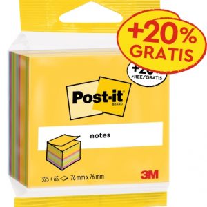 Post-It Cubo de 390 Notas Adhesivas Reposicionables - Forma Cuadrada - 76x76mm - Colores Surtidos