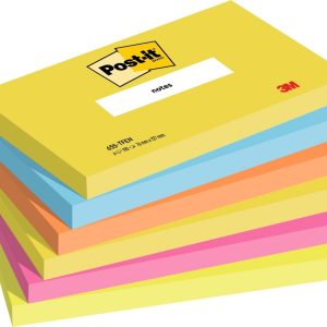 Post-It Pack de 6 Blocs de 100 Notas Adhesivas Reposicionables - Forma Rectangular - 76x127mm - Colores Surtidos