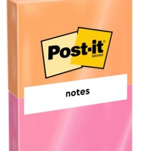 Post-It Pack de 2 Blocs de 75 Notas Adhesivas Reposicionables - Forma Rectangular - 76x63.5mm - Colores Surtidos
