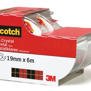 Scotch Crystal Pack de 2 Cintas Adhesivas Invisible - Supertransparente - 19mm x 6m - Color Blanco