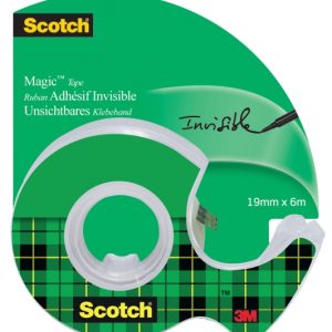 Scotch Magic Cinta Adhesiva Invisible - 19mm x 6m - Incluye Dispensador - Color Transparente
