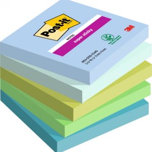 Post-It Super Sticky Pack de 5 Blocs de 90 Notas Adhesivas Reposicionables - Forma Cuadrada - 76x76mm - Colores Surtidos