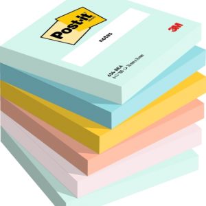 Post-It Pack de 6 Blocs de 100 Notas Adhesivas Reposicionables - Forma Cuadrada - 76x76mm - Colores Surtidos