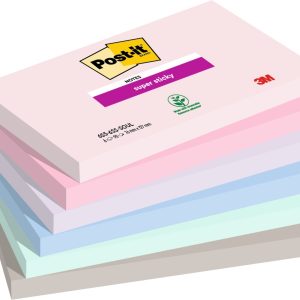 Post-It Super Sticky Pack de 6 Blocs de 90 Notas Adhesivas Reposicionables - Forma Rectangular - 127x76mm - Colores Surtidos