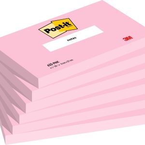 Post-It Pack de 6 Blocs de 100 Notas Adhesivas Reposicionables - Forma Rectangular - 76x127mm - Color Rosa