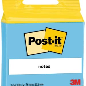 Post-It Bloc de 100 Notas Adhesivas Reposicionables - Forma Rectangular - 63.5x76mm - Color Azul