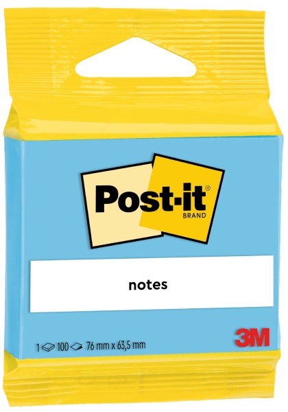Post-It Bloc de 100 Notas Adhesivas Reposicionables - Forma Rectangular - 63.5x76mm - Color Azul 1 Post-It Bloc de 100 Notas Adhesivas Reposicionables - Forma Rectangular - 63.5x76mm - Color Azul