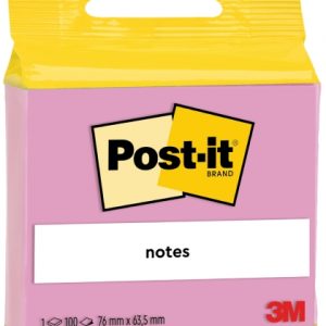 Post-It Bloc de 100 Notas Adhesivas Reposicionables - Forma Rectangular - 63.5x76mm - Color Rosa