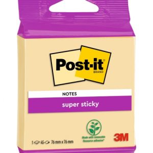 Post-It Super Sticky Bloc de 45 Notas Adhesivas Reposicionables - Forma Cuadrada - 76x76mm - Color Amarillo Claro