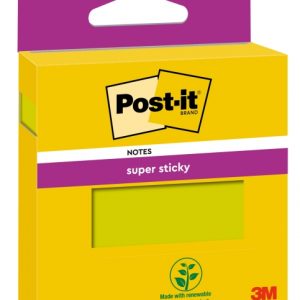 Post-It Super Sticky Pack de Hojas/Bloc, 1 Bloc de 90 Notas Adhesivas Reposicionables - 76x76mm - Color Verde