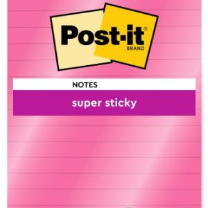 Post-It Super Sticky Bloc de 45 Notas Adhesivas Reposicionables - Forma Rectangular - 101x152mm - Color Rosa