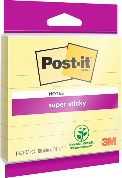 Post-It Super Sticky Bloc de 45 Notas Adhesivas Reposicionables - Forma Cuadrada - 101x101mm - Color Amarillo Claro 1 Post-It Super Sticky Bloc de 45 Notas Adhesivas Reposicionables - Forma Cuadrada - 101x101mm - Color Amarillo Claro
