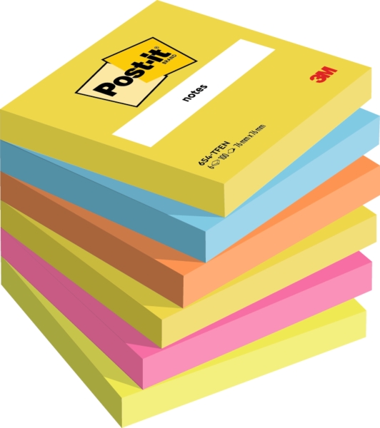 Post-It Pack de 6 Blocs de 100 Notas Adhesivas Reposicionables - Forma Cuadrada - 76x76mm - Colores Surtidos 1 Post-It Pack de 6 Blocs de 100 Notas Adhesivas Reposicionables - Forma Cuadrada - 76x76mm - Colores Surtidos
