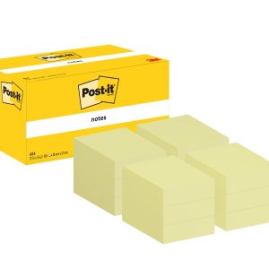Post-It Pack de 12 Blocs de 100 Notas Adhesivas Reposicionables - Forma Rectangular - 38x51mm - Color Amarillo Claro