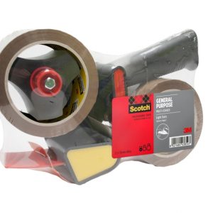 Scotch Dispensador de Precinto - Bajo Nivel de Ruido - Mango de Pistola - Incluye 2 Rollos de 50mm x 66m - Color Marron