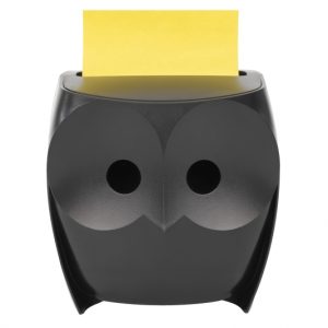 Post-It Super Sticky Dispensador con 2 Blocs de 45 Z-Notas - Forma de Buho - Forma - Color Negro