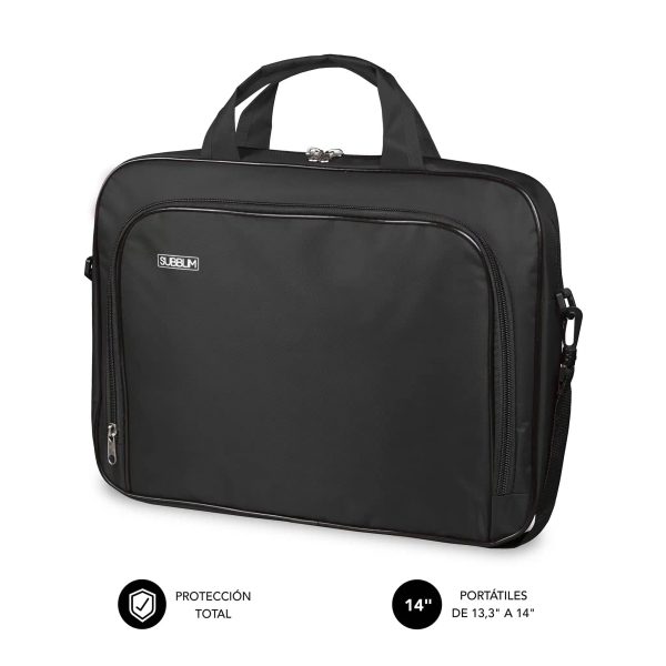 Subblim Estuche Oxford Portátil 13.3" a 14" - Protección reforzada - Correas Ajustables -  Bolsillo Exterior - Color Negro