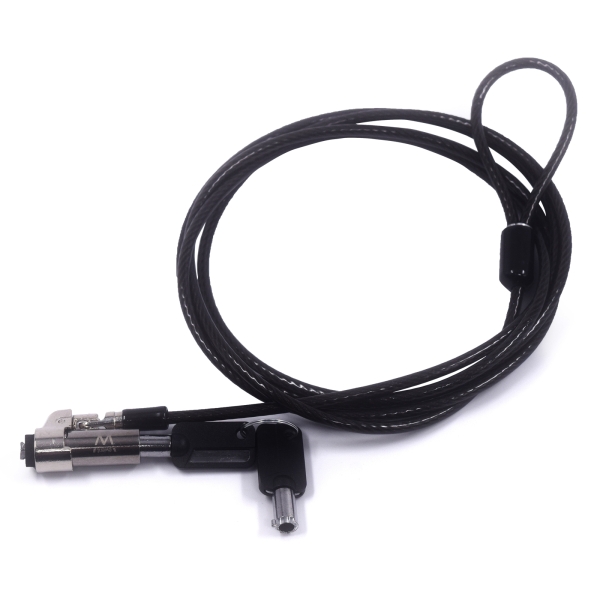 Ewent Cable de Seguridad para Portatiles con Ranura Nano - Candado de Llave - Cable de Acero - Cobertura de Vinilo - 1.8m de Longitud - Diametro de 4.5mm - Color Negro