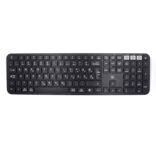 Ewent Teclado Inalambrico - Modo Ahorro de Energia - Disposicion Eslovena QWERTZ SI - 1x Bateria AAA (Incluida) - Alcance hasta 10m - Color Negro