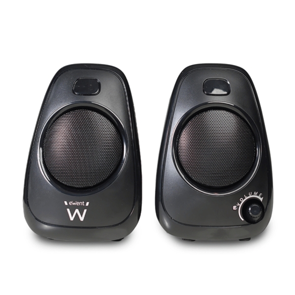 Ewent Altavoces Estereos de Sobremesa de 10W - Alimentacion USB - Jack de 3.5mm - Control de Volumen - Color Negro