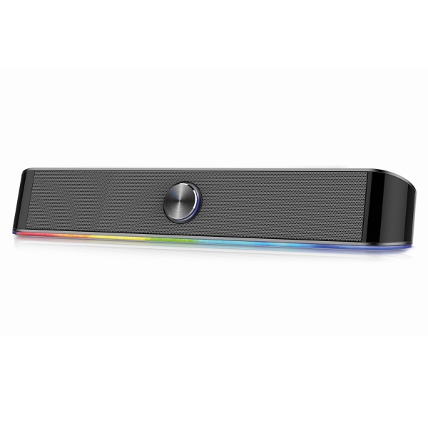 Ewent Barra de Sonido Gaming de 12W - Bluetooth - Jack de 3.5mm - Iluminacion RGB - 400x75x67mm - Color Negro