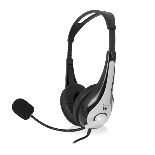 Ewent Auriculares Estereo USB - Microfono Integrado - Cable Trenzado de Nailon de 2m - Color Negro/Gris
