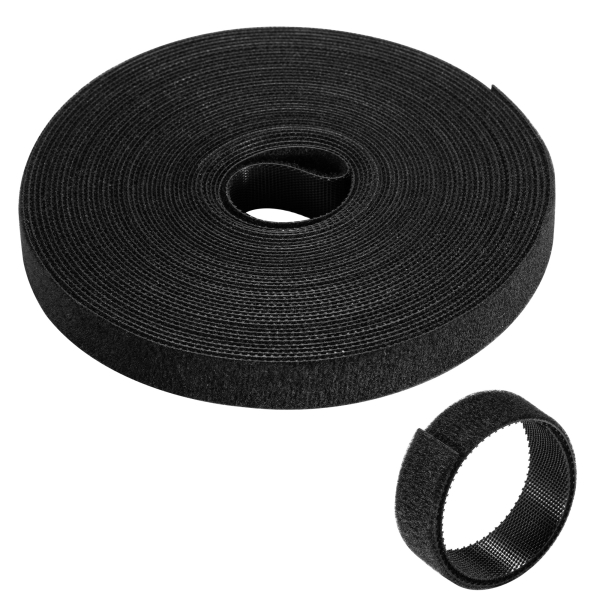 Ewent Hoop and Loop Tira Organizadors de Cables Nylon - Sujeccion de Velcro - 10m - 15mm - Color Negro