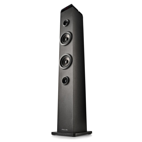 NGS Sky Charm Pro Torre de Sonido Bluetooth 50W - USB, Radio FM, Aux In y Entrada Optica - Funcion Broadcasting - Madera de Alta Calidad - Color Negro