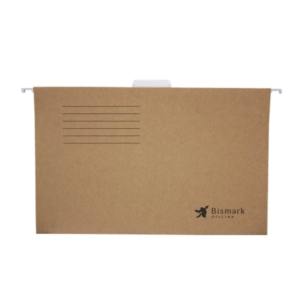 Bismark Pack de 3 Carpetas Colgantes Tamaño Folio Prolongado - Fabricadas en Kraft Marron de 230gr - Varilla de Aluminio