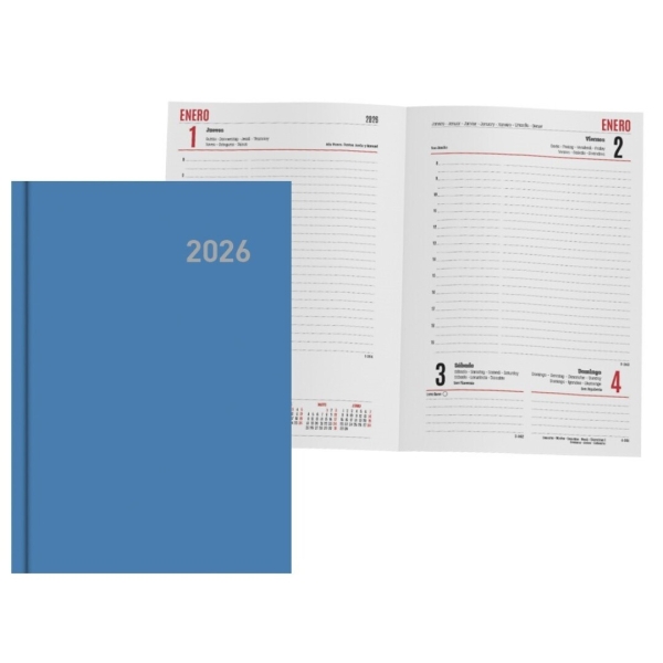 Ingraf Paris Agenda Anual - Dia Pagina - Viernes, Sabado y Domingo misma Pagina - Tamaño 15x21cm - Color Azul Claro