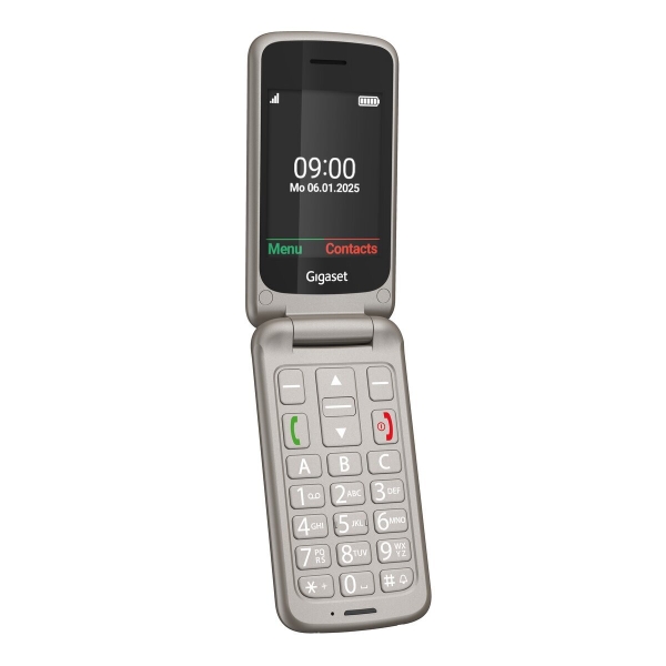 Gigaset GL595 Telefono Movil para Mayores Pantalla 2.8" -Tipo Concha - IP44 - Base de Carga - Color Gris