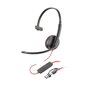 Plantronics/Poly Blackwire C3210 USB-C/USB-A Auricular Monoaural con Microfono - Almohadilla Acolchada - Controles en Cable