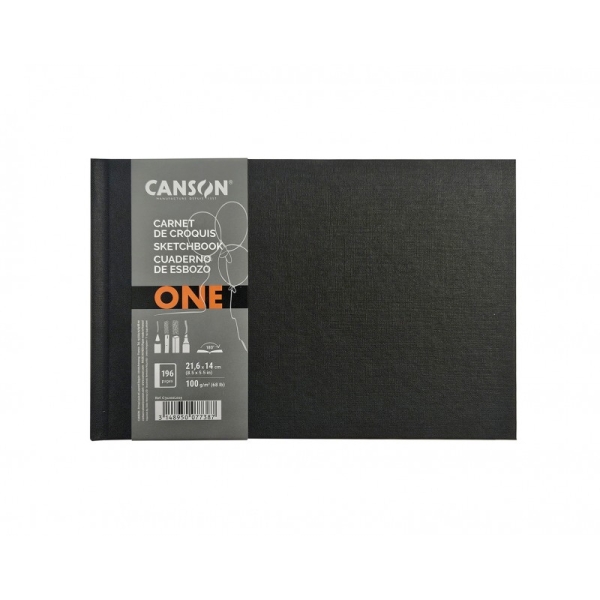 Canson Sketch One Cuaderno Apaisado con 98 Hojas - 21.6x14cm - 100g - Grano Fino - Color Blanco