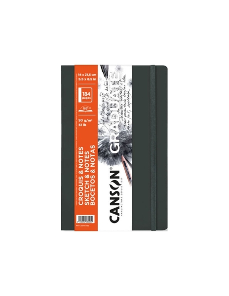 Canson Graduate Sketch Cuaderno con 92 Hojas - 14x21.6cm - 90g - Grano Fino - Tapa Dura - Color Gris Oscuro 1 Canson Graduate Sketch Cuaderno con 92 Hojas - 14x21.6cm - 90g - Grano Fino - Tapa Dura - Color Gris Oscuro