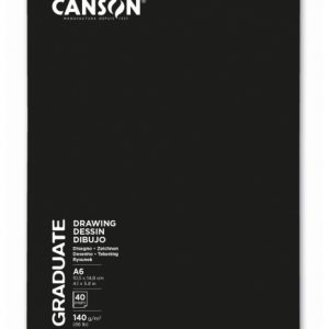 Canson Graduate Dibujo y Esbozo Cuaderno Grapado con 20 Hojas A6 - 140g - Grano Fino - Color Blanco