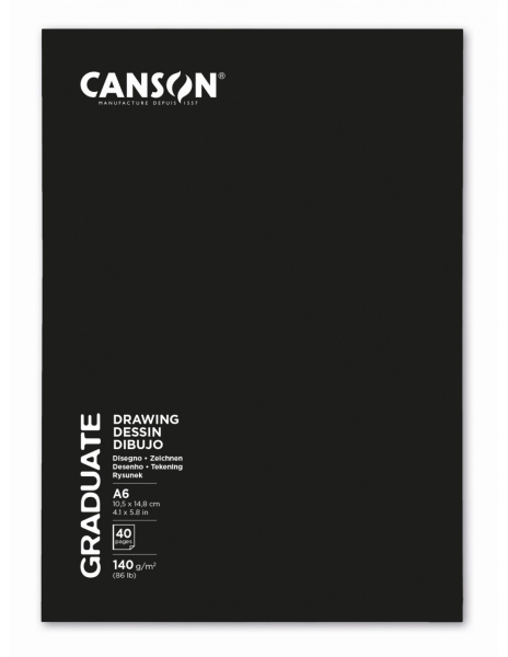 Canson Graduate Dibujo y Esbozo Cuaderno Grapado con 20 Hojas A6 - 140g - Grano Fino - Color Blanco 1 Canson Graduate Dibujo y Esbozo Cuaderno Grapado con 20 Hojas A6 - 140g - Grano Fino - Color Blanco