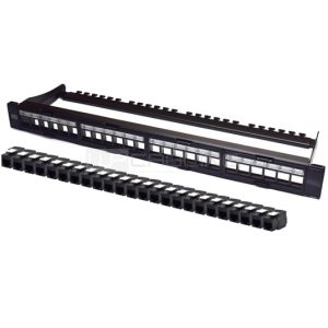 WP Patch Panel de 24 Puertos RJ45 CAT6 UTP - 1U Modular sin Herramientas - Color Negro
