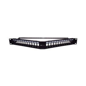 WP Patch Panel de 24 Puertos RJ45 CAT6 UTP - 1U Keystone Angulado - Color Negro