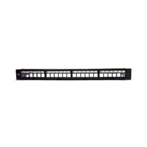 WP Patch Panel de 24 Puertos RJ45 CAT6 STP - 1U Keystone Modular - Color Negro