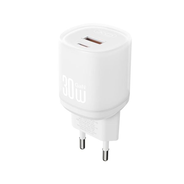 XO L151 Cargador de Corriente 30W - USB-A y USB-C - GaN - Color Blanco